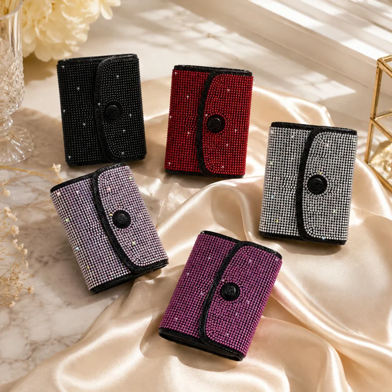 Halloween Christmas Gift Tweed Accordion Card Holder, Multi‑Layer Snap‑Button Credit Card ID Card Wallet Portable Women Accessor