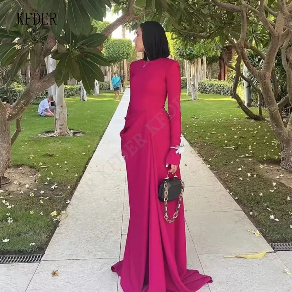Modest Long Satin Mermaid Evening Dresses Women High Neck Full Sleeves Dubai Arabic Formal Prom Gown Платье Вечернее Customized