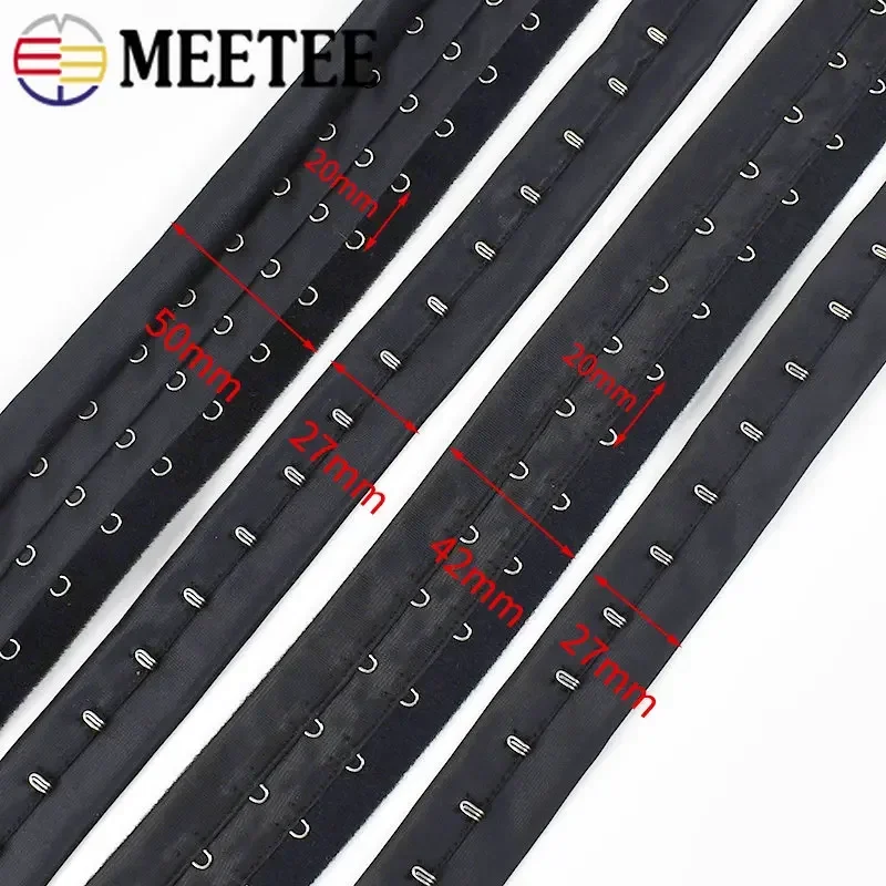 1/2Yards Meetee 3 Rows Bra Extender Underwear Adjust Hook and Eye Corset Extension Strap Ribbon Tape DIY Decor Sewing Accessory