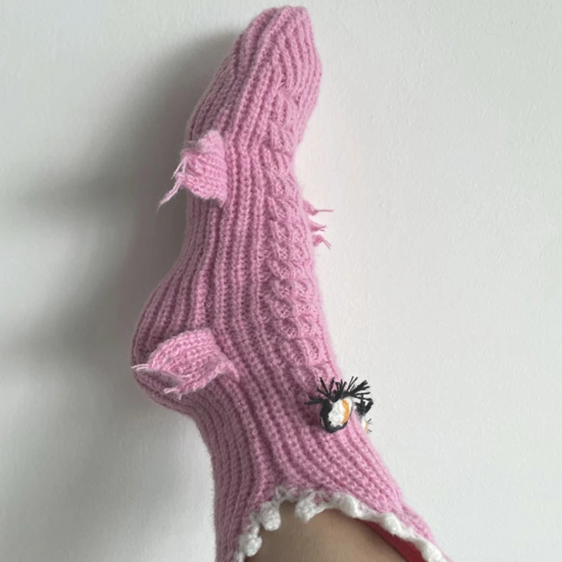 Funny Shark Fish Floor Socks Knit Winter Warm Sock Christmas New Year Gift