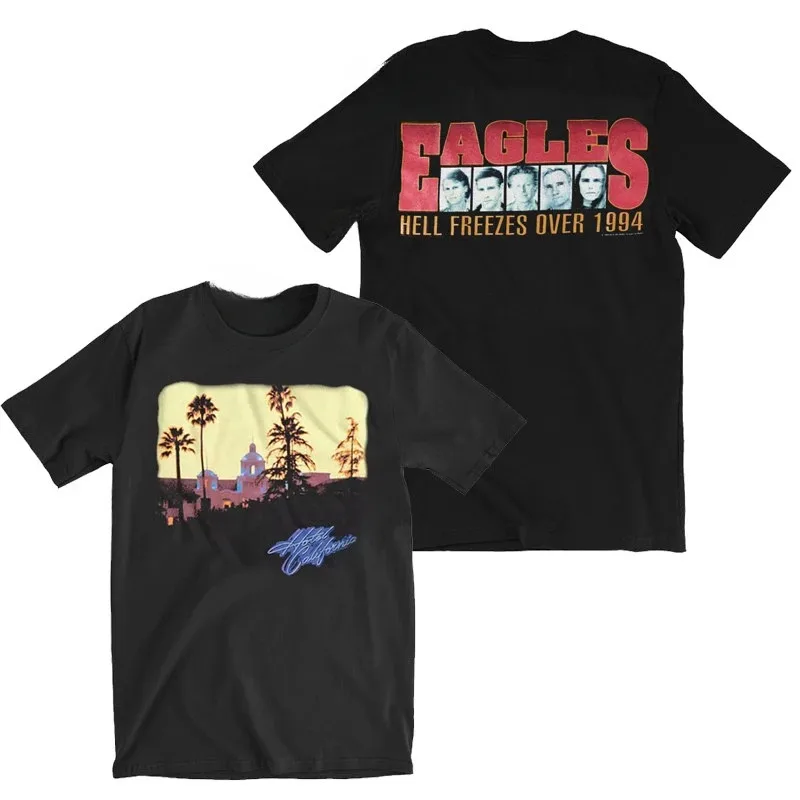 Camiseta con estampado del álbum clásico de la banda de rock Eagles, Hot Legend, Hotel California, para hombre y mujer, de algodón, informal, holgada, nueva, de verano