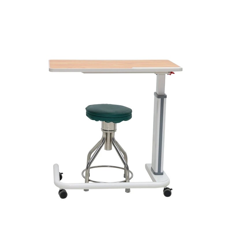 Factory Hospital Room Furniture Removable Medical Wooden Bed Table Portable Dining Table with Casters