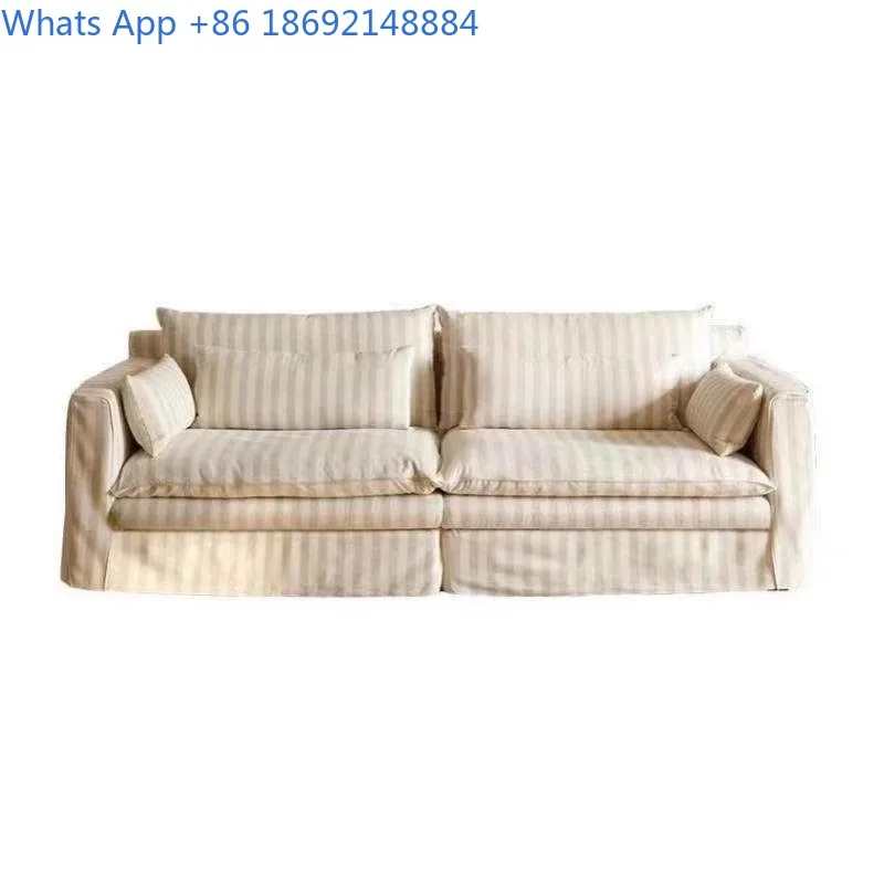 Vintage Style Fabric Sofa Removable Washable French Retro Cream Velvet Couch