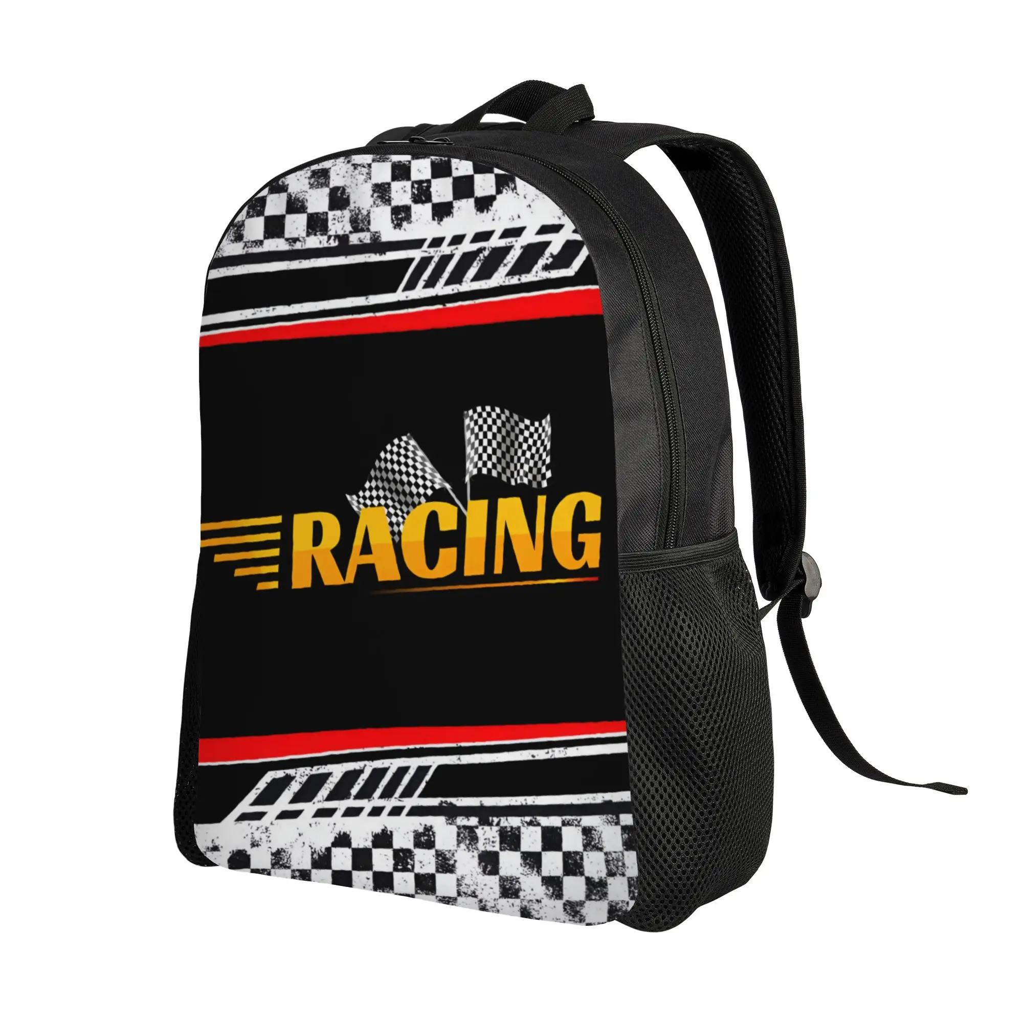 Custom Racing Speed Rally Race Checkered Travel Backpack Men Women School Laptop Bookbag  College Student Daypack Bags