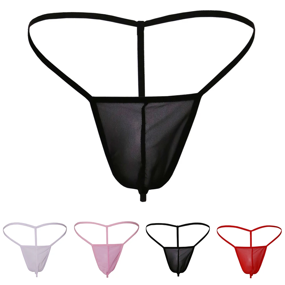 

Sexy Hot Men See Through Thongs G-Strings Mesh Bulge Pouch Briefs T-back Thin Belt Underwear Panties For Man