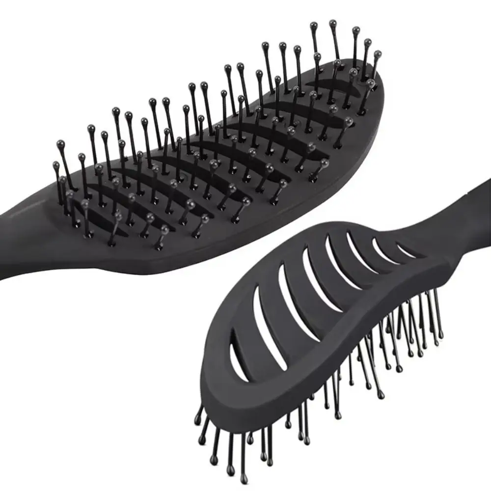 Small Anti Static Styling Hair Brush Heat-Resistant Plastic Curved Vent Detangling Brush 9 Row Rack Wide Tooth Drying Brush