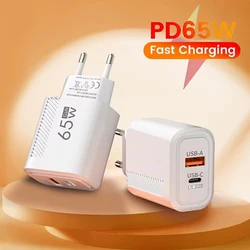 65W GaN Fast Charging USB Type C Charger US EU Plug PD 3.0 Quick Charge Travel Wall Charger For Phone Adapter For iPhone Samsung