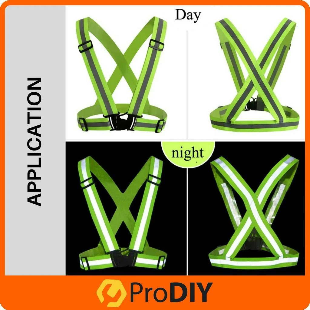 Adjustable Reflective Safety Belt Vest Fluorescent Green / Orange Night Visibility for Outdoor Sports