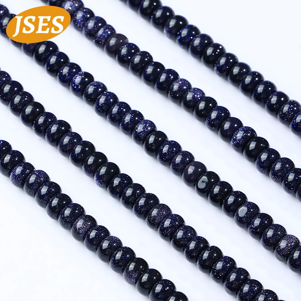 Natural Blue Sandstone 3*6mm 5*8mm Rondelle Loose Stone Beads for Jewelry Making Bracelet Necklace DIY Accessories