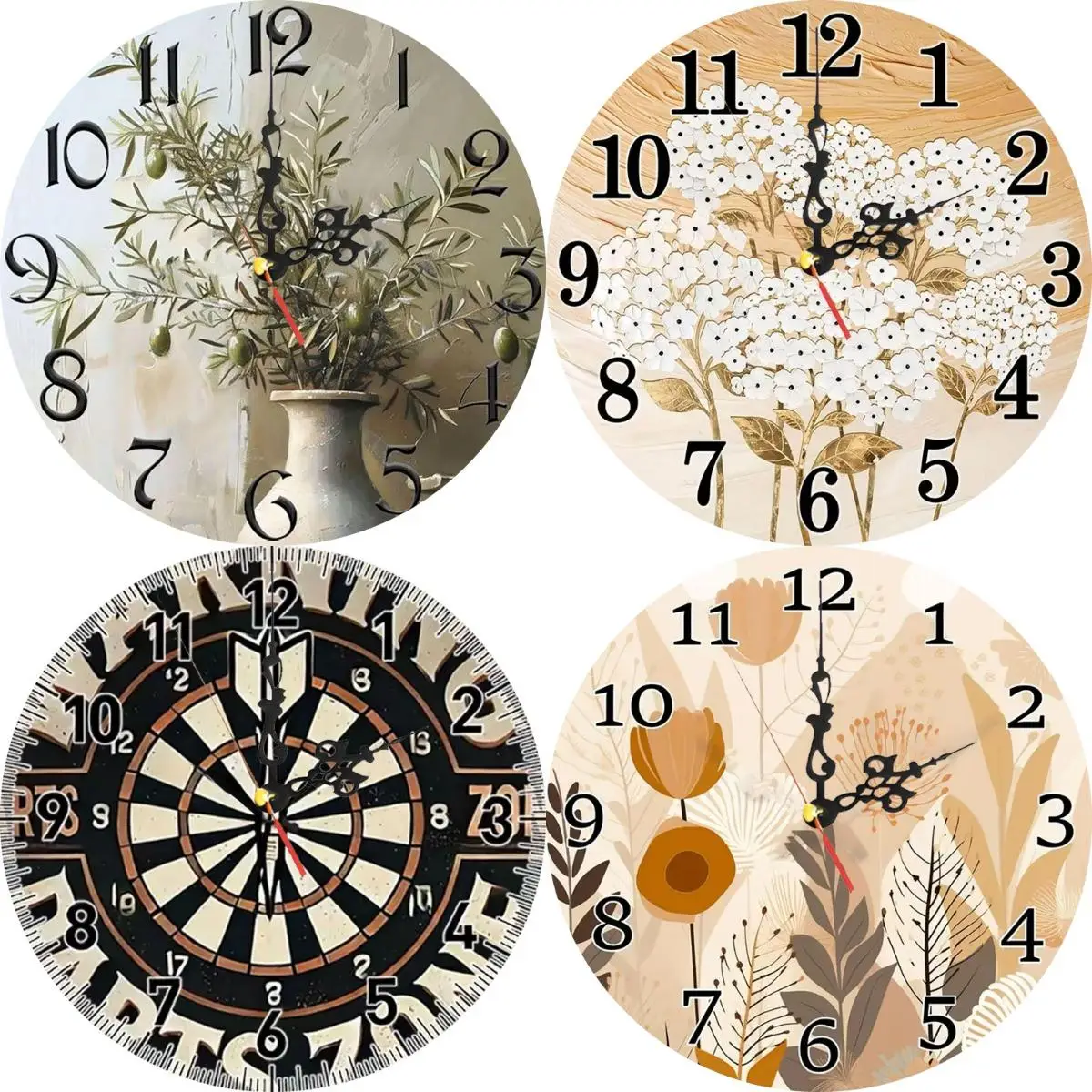 Silent Wooden Round Wall Clock, Non-Ticking Decor Wall Watch for Home Bedroom Living Room, AA Battery Not Included