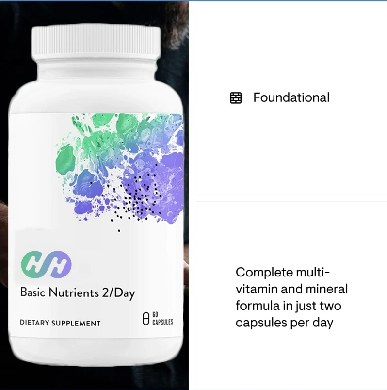 Basic Nutrients 2/day - Comprehensive Daily Multivitamins with Optimal Bioavailability Mineral Formula in 60 Capsules