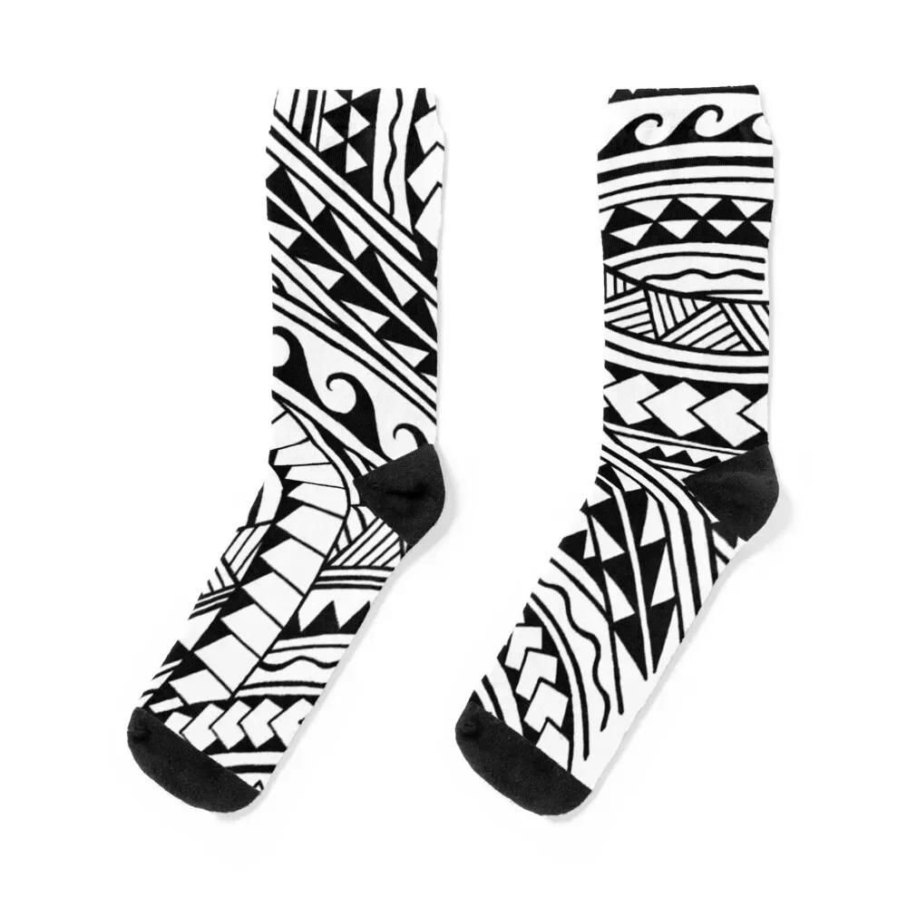 

Hand drawn polynesian tribal Socks Running colored Novelties Men Socks Women's