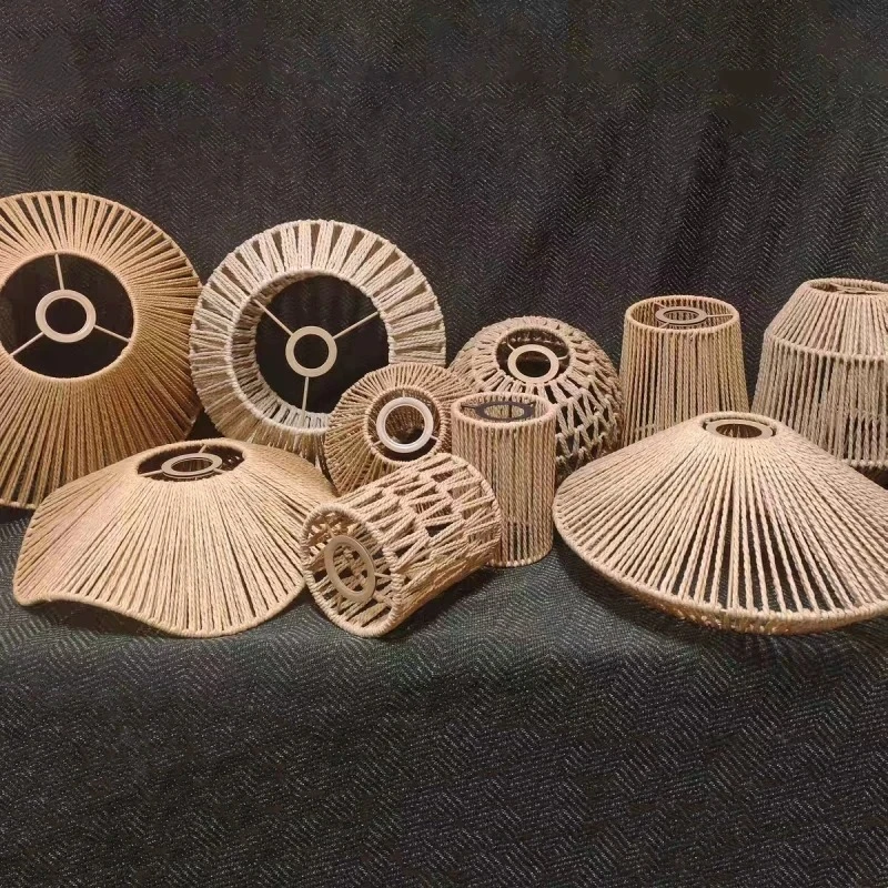 Paper Rattan-Style Lampshade - Vintage Rustic DIY Hanging Light