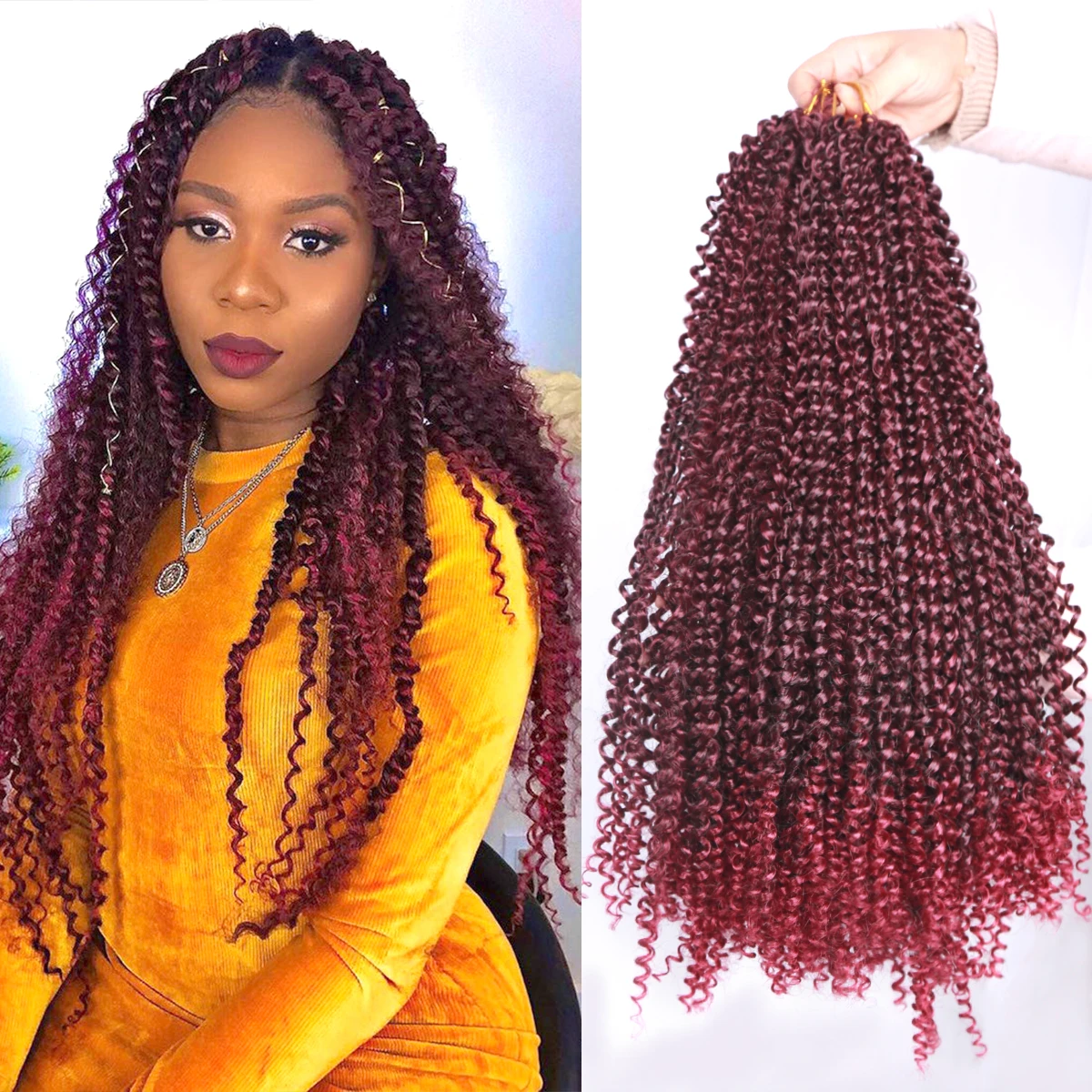  Passion Twist Crochet Hair Water Wave Bohemian Braiding  Hair Extensions  Faux  Locs Spring Butterfly Curly Braids For Women