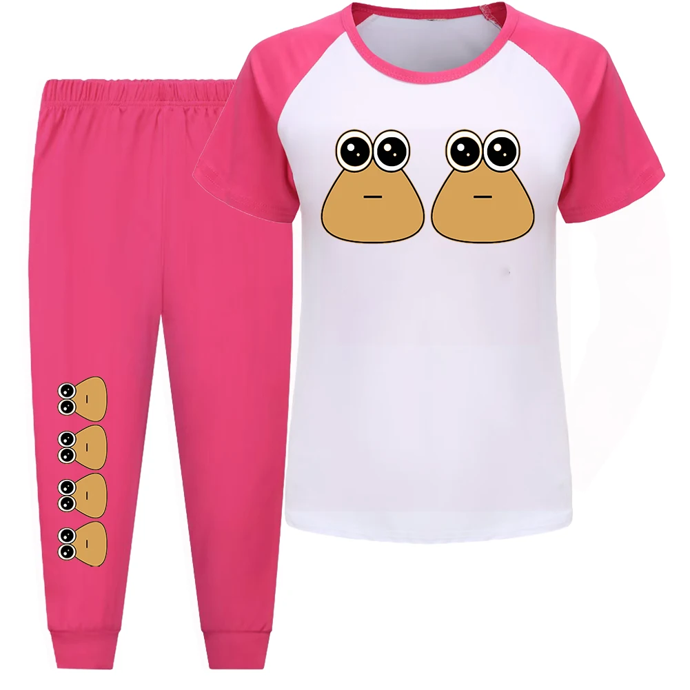 My Pet Alien Pou Child Pajamas Baby Girl Clothes Children's Clothing Children Summer Sleepwear Cotton Pajamas Kids Girls's Sets