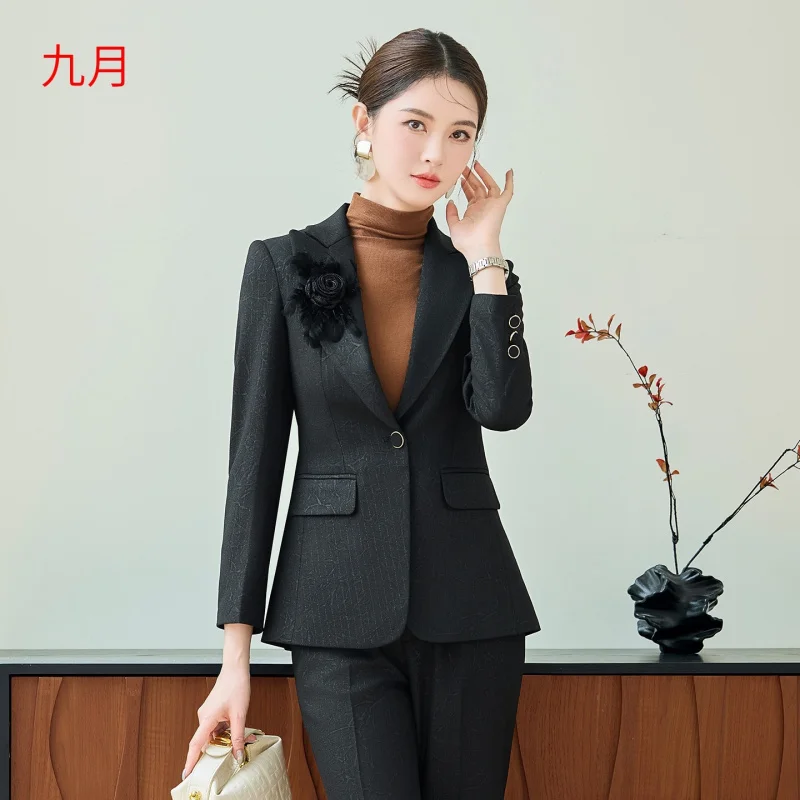 High-end Suit Set2025Autumn Wine Red Mature Intellectual Temperament Women's Clothing High-end Light Luxury Workplace Formal Wea