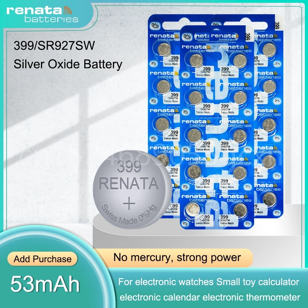 Renata 399 SR927SW AG7 LR927 LR57 SP395 LR927W 1.55V Silver Oxide Watch Battery MADE IN Swiss Button Coin Cell