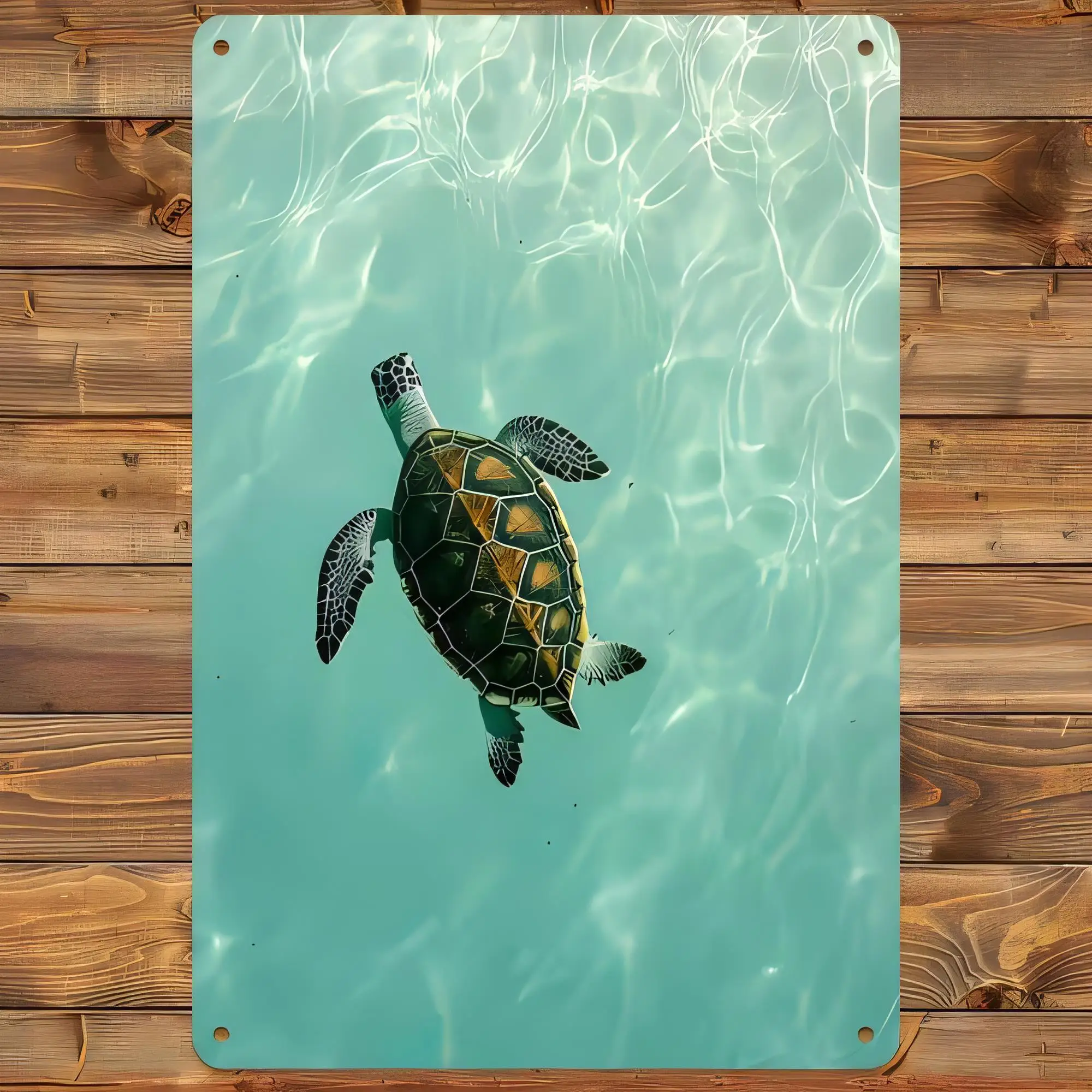 Tin Sign Sea Turtle Underwater Wave Ocean Nautical Metal Plaque Wall Art Vintage Beach Decor for Home Bar Pub Garage Poster   Re