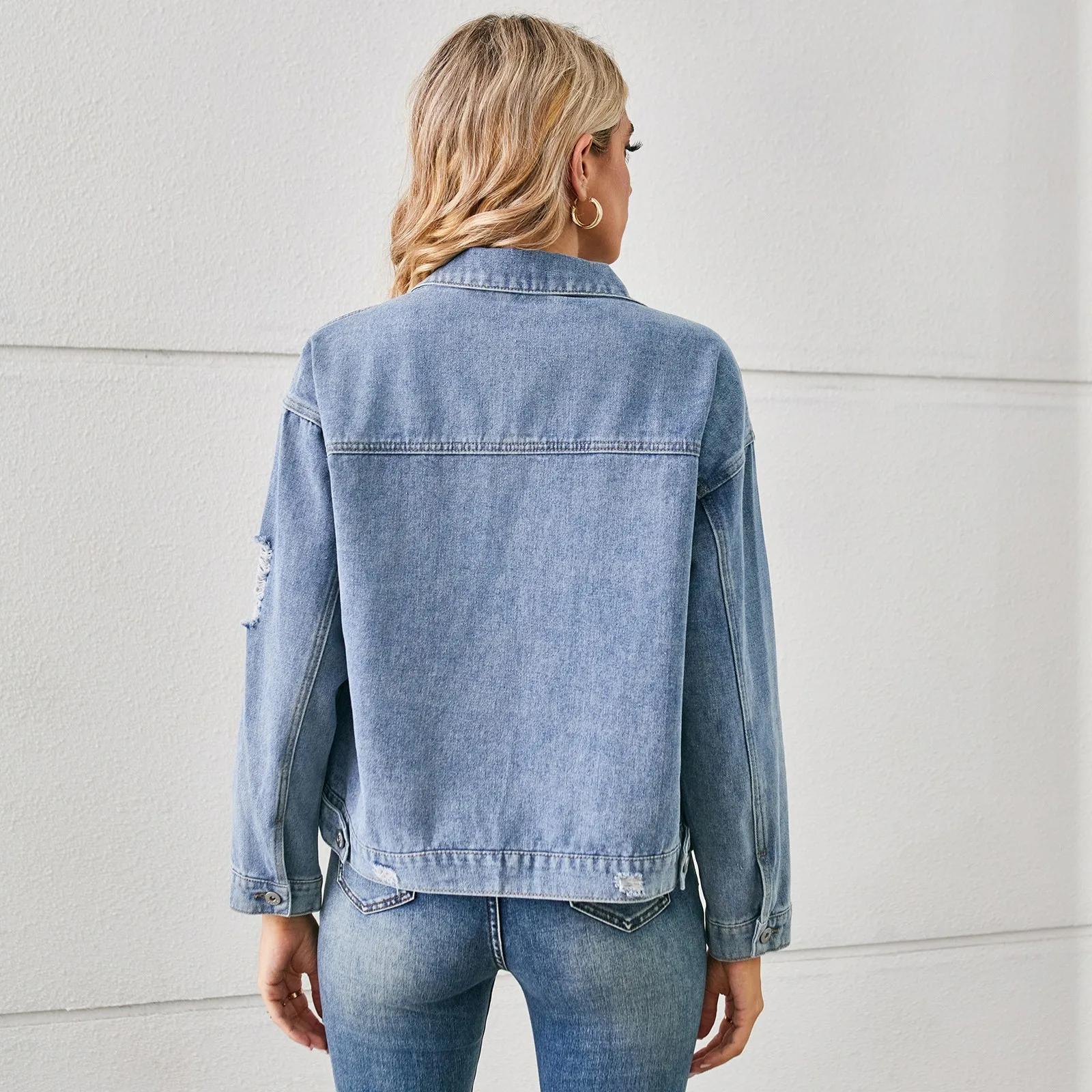 Giacche di jeans di qualità da donna Moda femminile casual manica lunga bavero abbottonato tasca sul petto giacca di jeans sottile cappotto autunno inverno