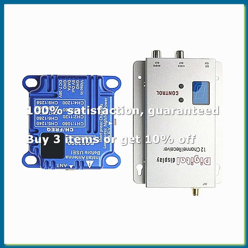 1.2Ghz 1.3Ghz 3W VTX+1.2G 12CH Receiver 3000mW 9 Channel FPV Video Audio Transmitter PAL/NTSC for FPV Long Rang RC Drone-DT30