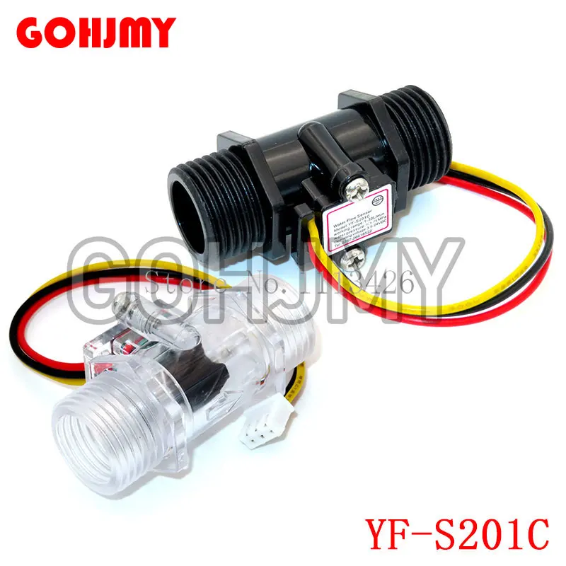 1 sztuk czujnik przepływu wody przepływomierz czujnik przepływu Halla 4/6 punktów G1/2/3/4 kontrola wody 1-30L/min 2.0MPa YF-S201 FS300A
