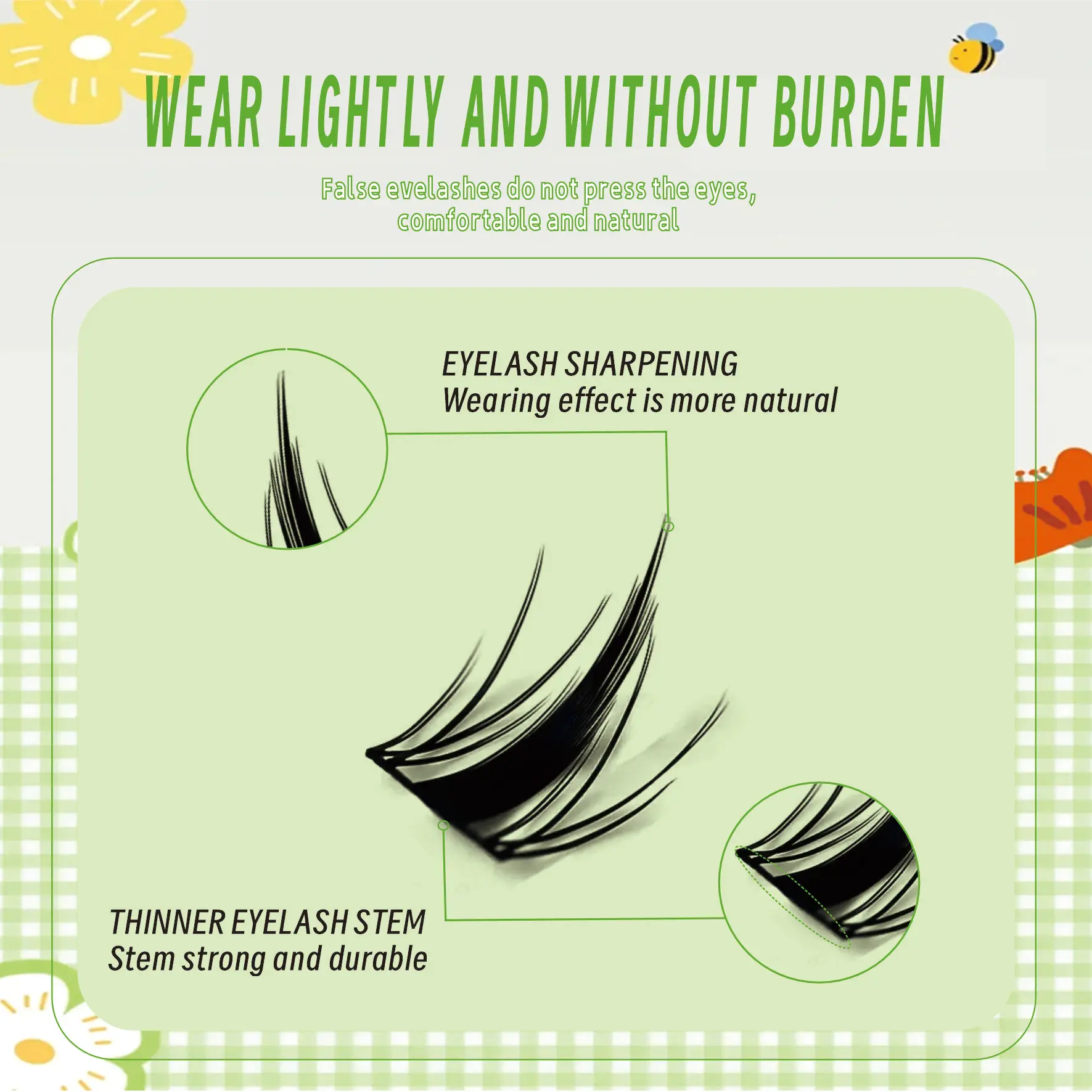 Marks Future Self-Adhesive False Eyelashes, Comic Angel Style, 50 Pieces, Large Capacity, Eyelashes with Thin Black Stems, Korean and Japanese Style. Ultra-Dense but Natural, Lively and Curly, Pure and Suitable for Photography Parties, Suitable for Daily Use. Beginner-Friendly Length 10-14 Millimeters.