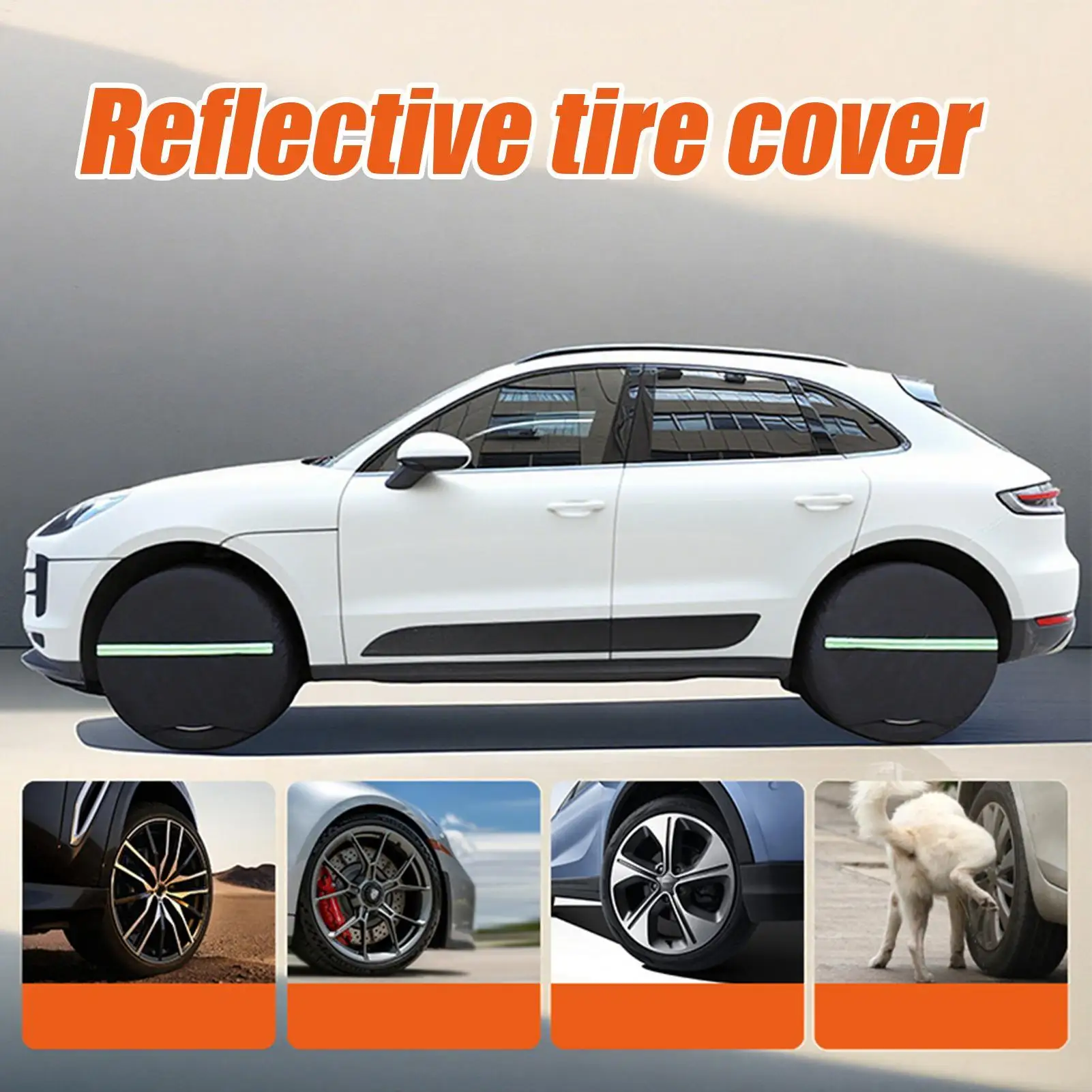 Per coperture per pneumatici per auto, rimorchi, camper, neve, pioggia, pneumatici, copertura riflettente, set di 4 borse resistenti per la protezione dalla neve, dalla pioggia e allo sole