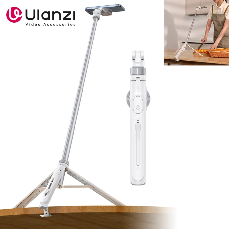 Ulanzi TT88 Overhead Selfie Stick Vlog Tripod Stand for Phone Magnetic Clamp Wireless Remote Extension Tripod for Livestreaming