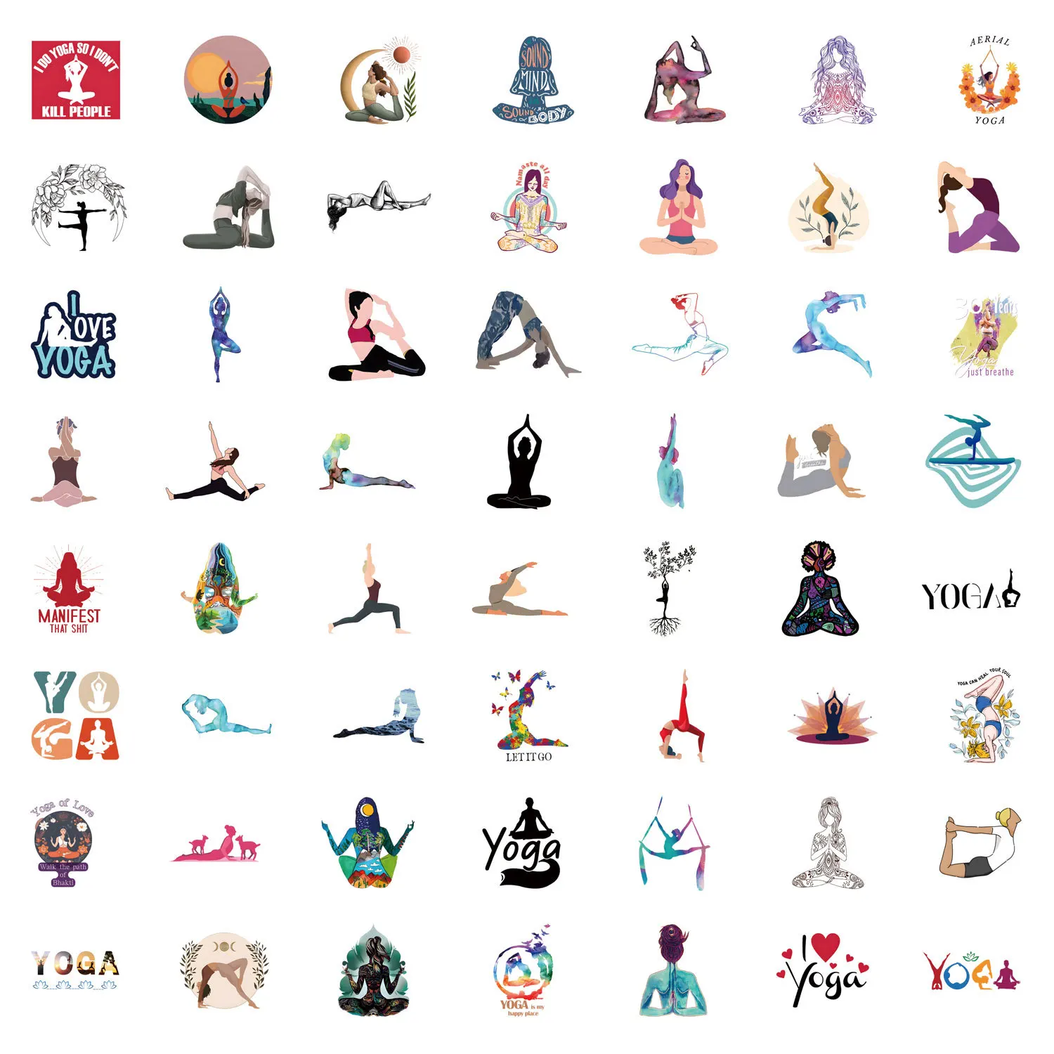 10/55/110 Stuks Yoga Stickers Voor Meisjes Dagboek Plakboek Fiets Bagage Skateboard Helm Fotoalbum Telefoon Laptop Sticker Speelgoed