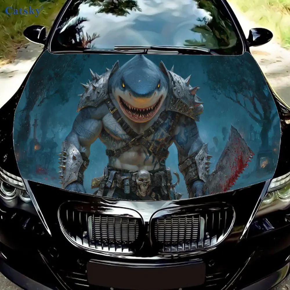 Wild - Field Shark - Armor Warrior Print car hood stickers, waterproof self-adhesive, scratch resistant, easy to stick, durable