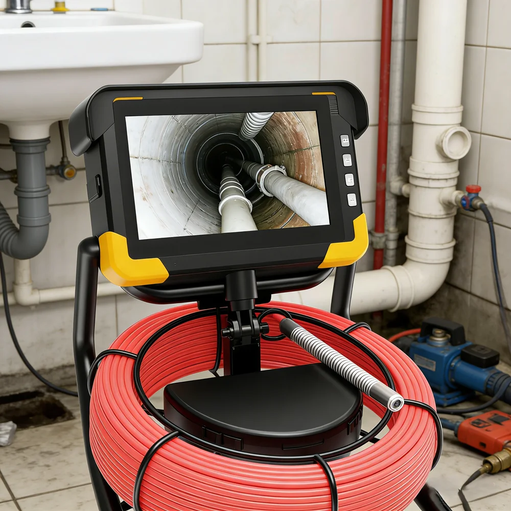 

7inch 14MM Mini IP68 Waterproof Drain Inspection Camera System with 512HZ Sounde