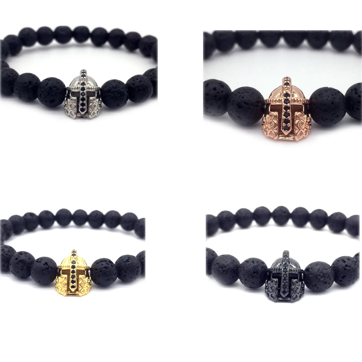 12PCS Knight Helmet Space Beads for Making Jewelry Bracelet  Brass Micro Pave Crystal Geometry  CZ Rhinestone Accessories
