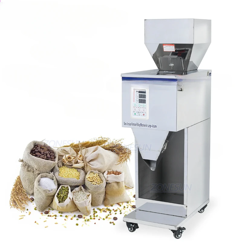 ZONESUN Food Racking Machine Granular Powder Materials Weighing Packing Machine Filling Machine 1-999g For Seeds Coffee Bean