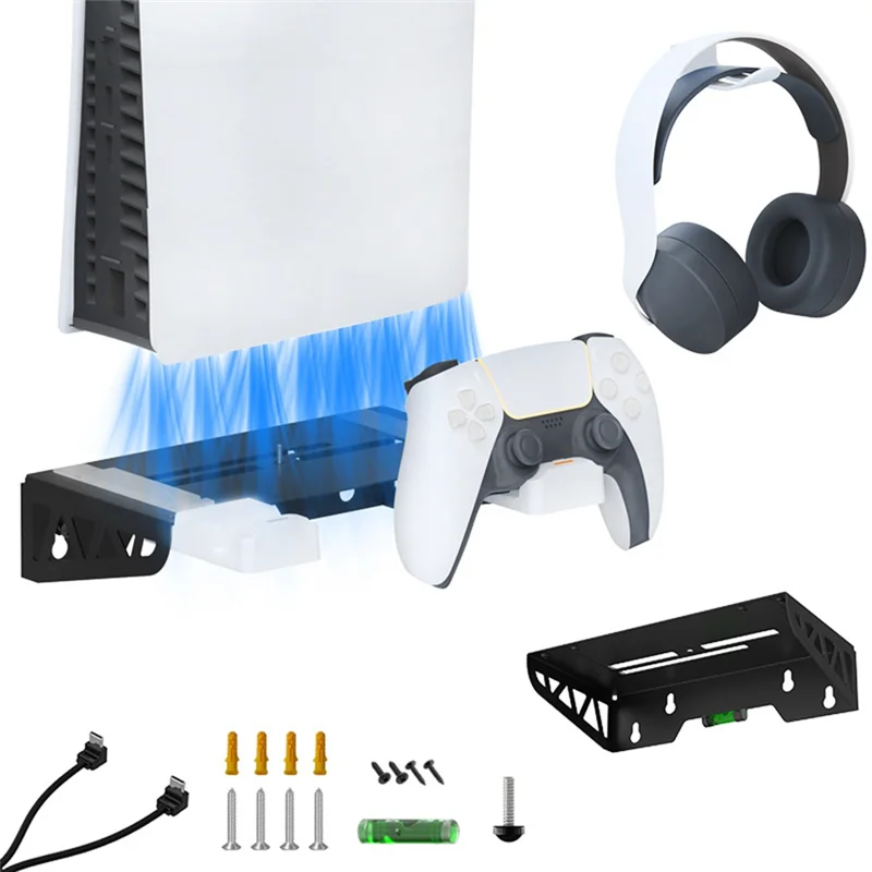 A45U Wall Mount Bracket Console Stand For PS5 Slim, Playstation 5 Controller Charging Dock Station Vertical Stand view 3