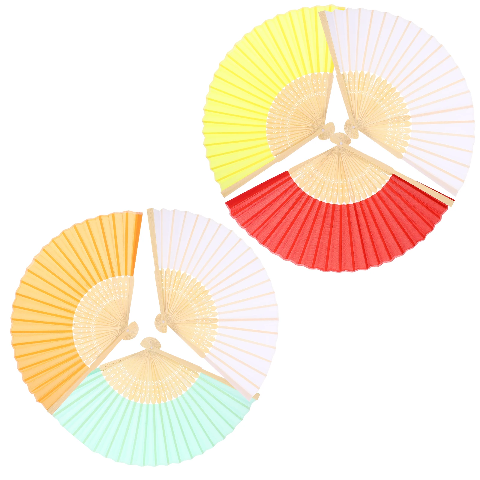 

6 Pcs Hand Fan Foldable Imitation Silk Cloth Decorative Folding Fans Manual Handheld