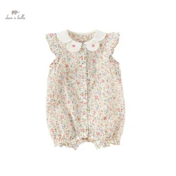 Dave Bella Baby Jumpsuit Newborn Creeper 2024 Summer New Girls Romper Casual Flying Sleeves Sweet Lovely Gentle Floral DB2240573