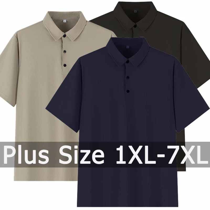 Polo Shirt Men Short Sleeve Polo Shirts Plus Size 1XL-7XL 110-175kg Loose Polos Shirt Oversized Tops Big Size Men Clothing