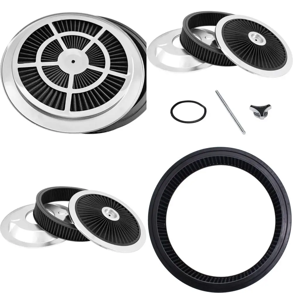 

14 x 3 Black Round Washable Air Filter Assembly with Chrome Lid for Ford/SBC Engines