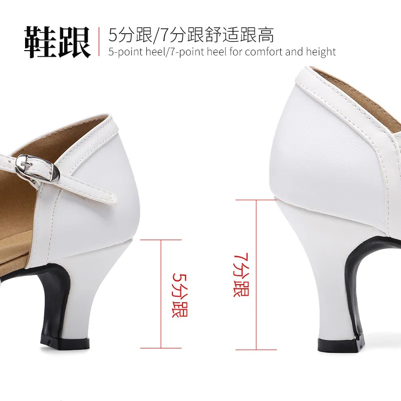 2024 Women's Latin Dance Shoes For Women Adult Girl Medium High Heels Soft Soled Party Social Square Dance Half Pack Sandals