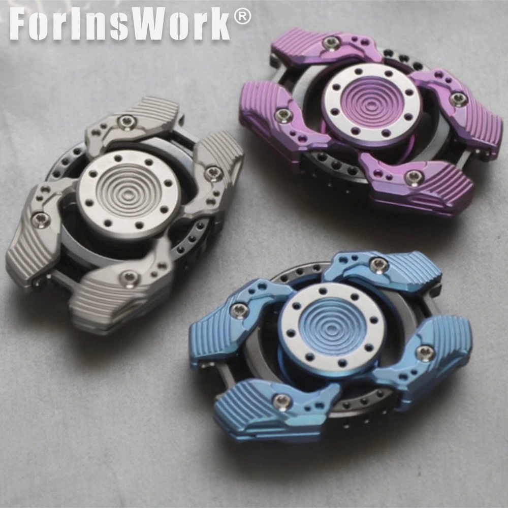 RUISHA Titanio Ottone Fidget Spinner Giocattolo antistress Decorazione del desktop Regalo per adulti Spinner a mano in metallo con cuscinetto ad alta velocità