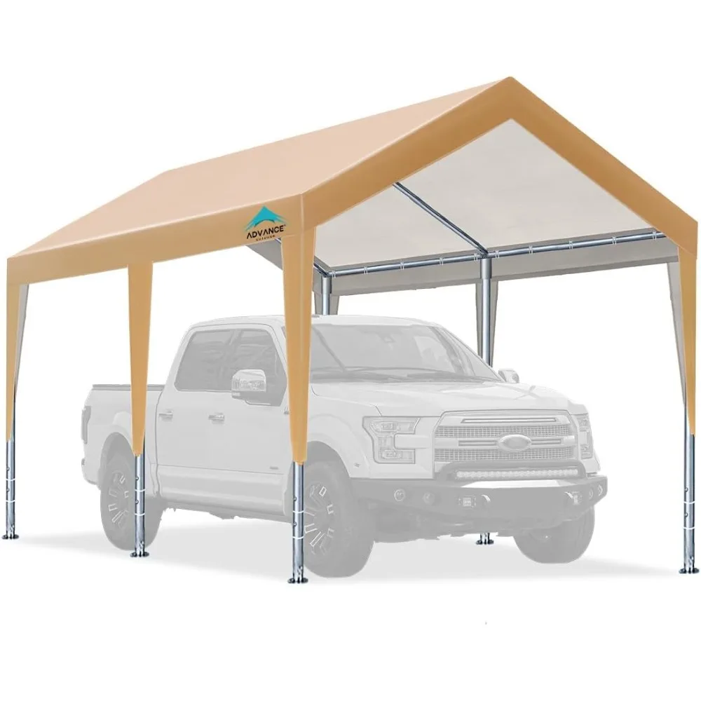

Adjustable 10x20 ft Heavy Duty Carports Car Canopy Garage Boat Shelter Party Tent, Adjustable Height from 9.5 ft to 11 ft, Beig