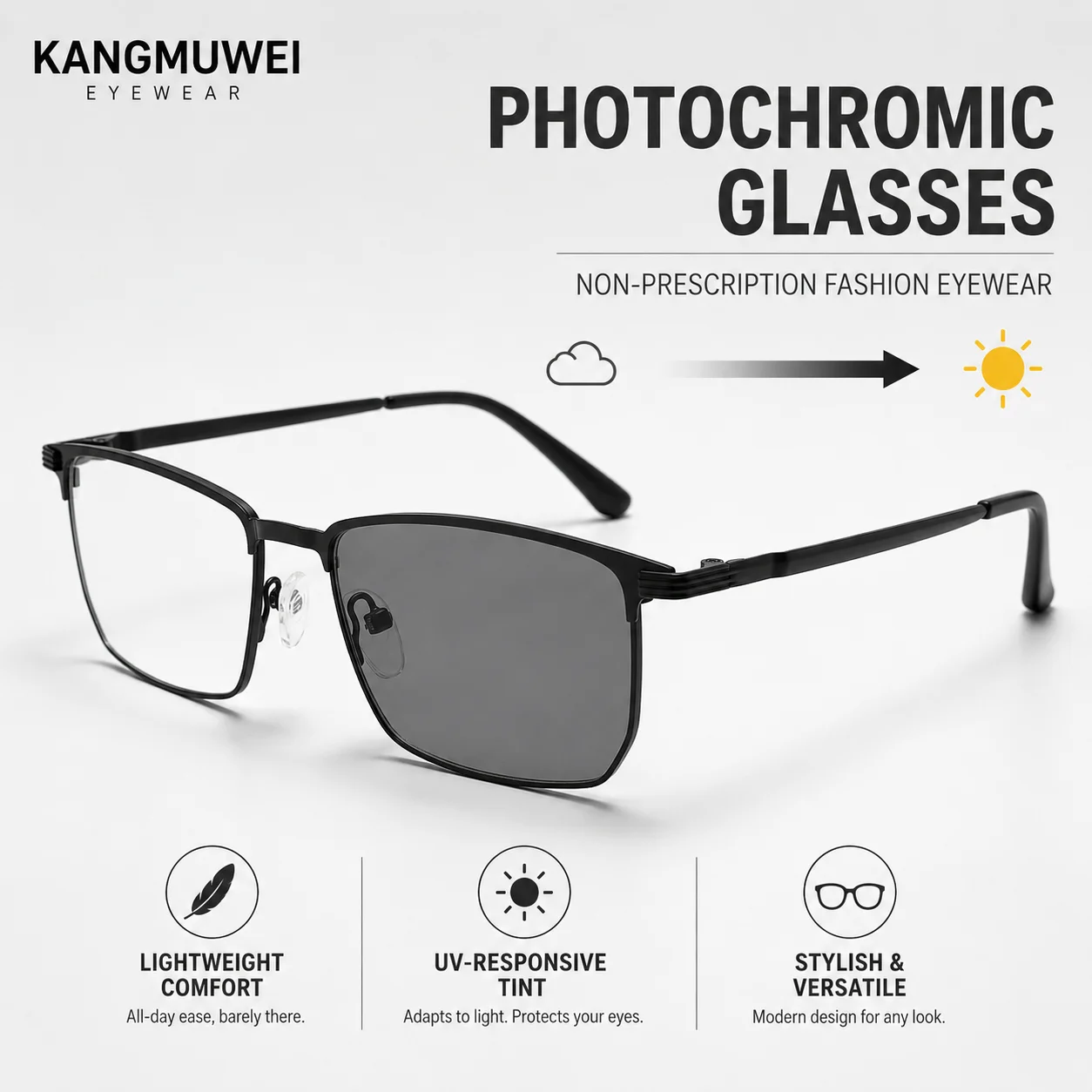 Men'S Fashion Non Prescription Glasses - نظارات كانغمووي الرجالية الأنيقة ذات الإطار