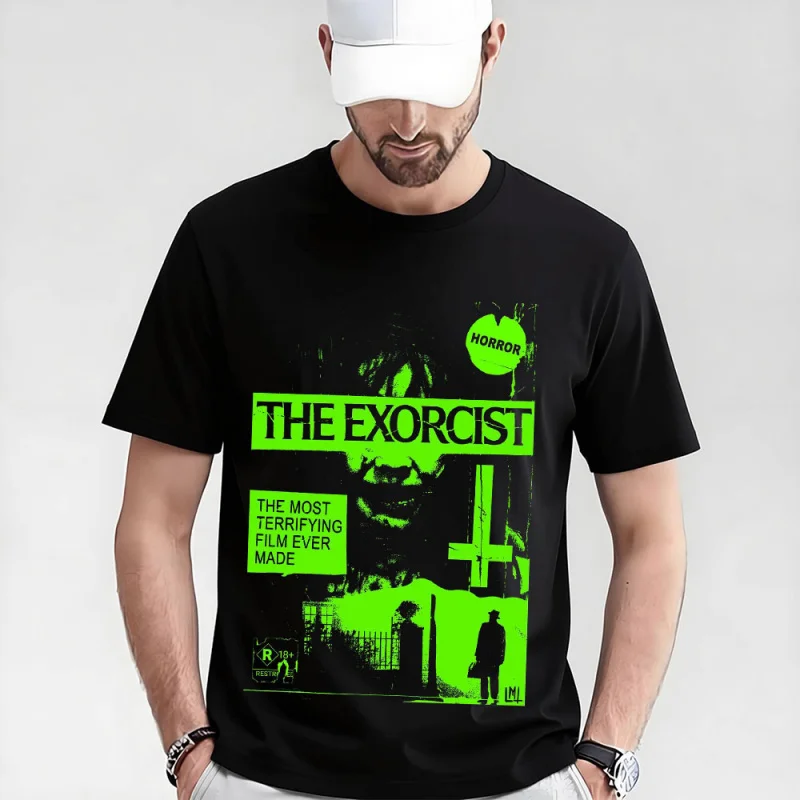 

Retro Horror Movie The Exorcist 0317 Sacry Halloween Gift t shirt Supernatural Darkness World Graphic Clothes Large size Tops