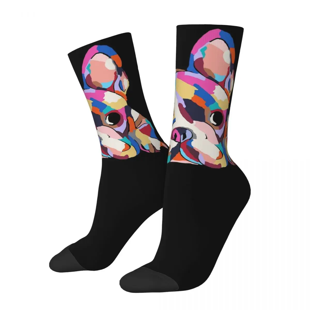 Windproof 3D Print Unisex Socks, Cute Pets, Bulldog Pattern, Happy Street Style, Crazy Sock, Não Marca