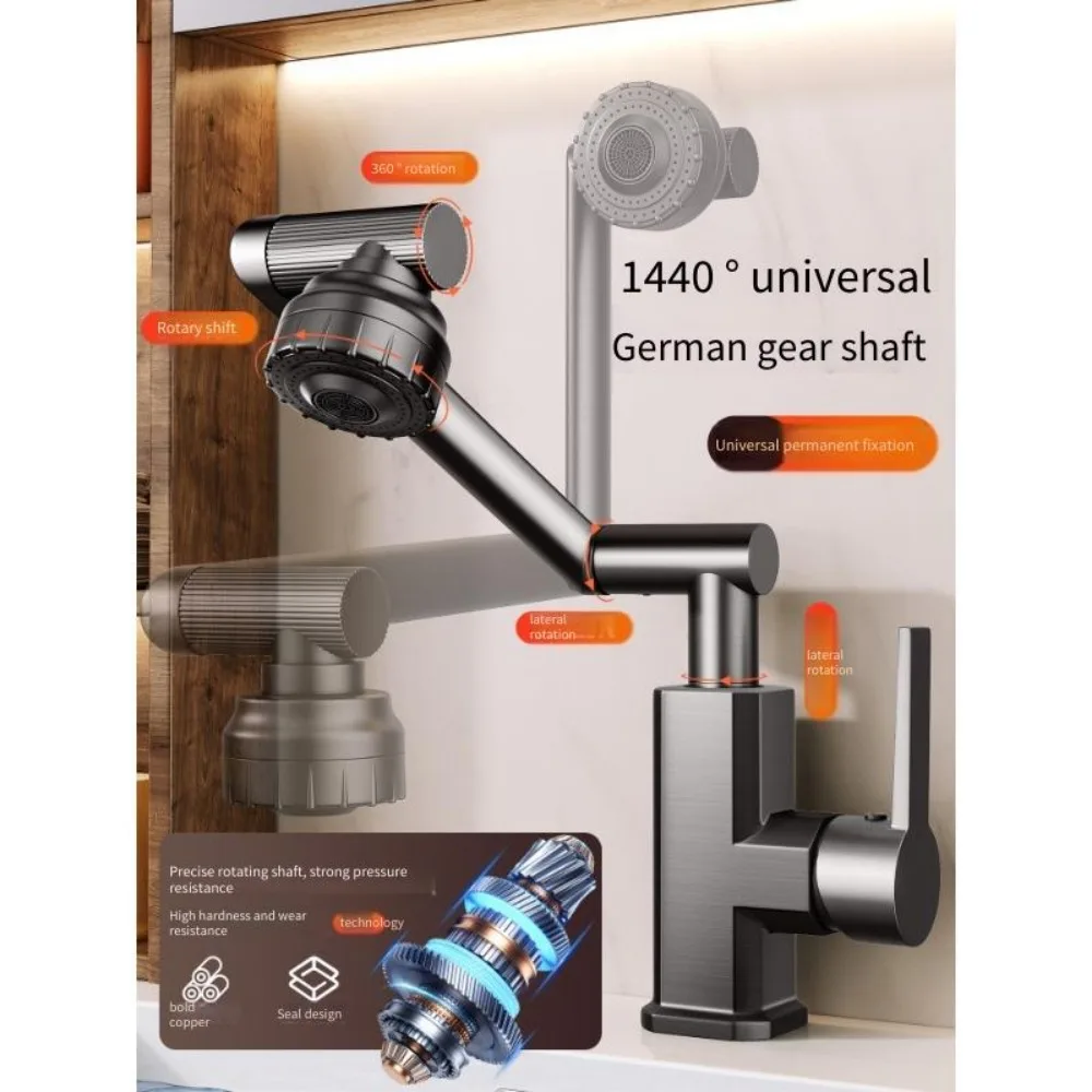 Washbasin Faucet Hot and Cold Toilet Bathroom Hand Wash Basin Household Universal Robotic Arm Faucet