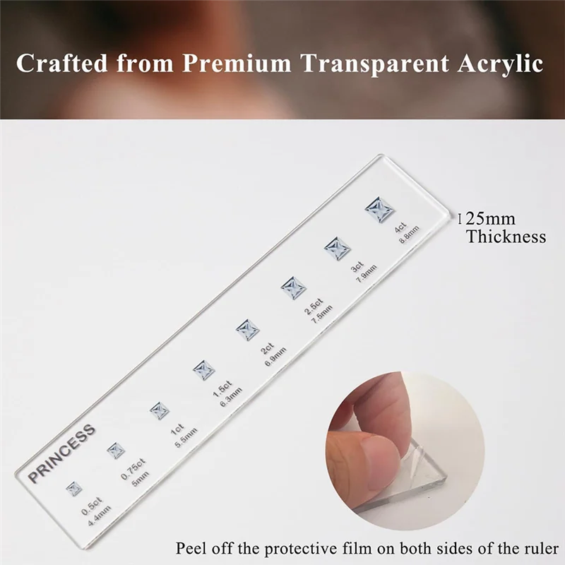 【Off-Shelf】Ring Sizer Set, 7.9 X 1.9 In Finger Sizing Gauge, Gem Measuring Tool, Carat Measurement Scale, Jewelry Shape Accessor