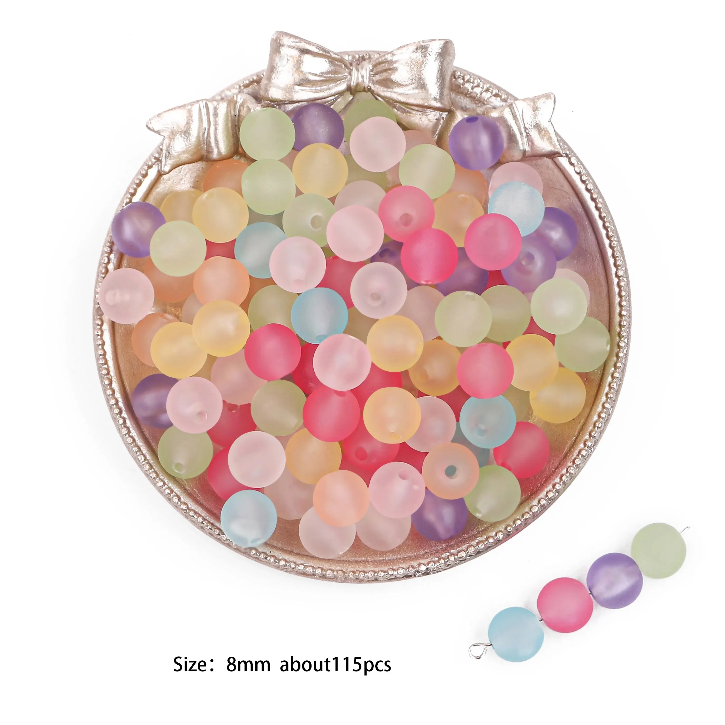 About 115pcs Acrylic Transparent Rubber Frosted round Beads Scattered Beads Handmade Jewelry Accessories Materials