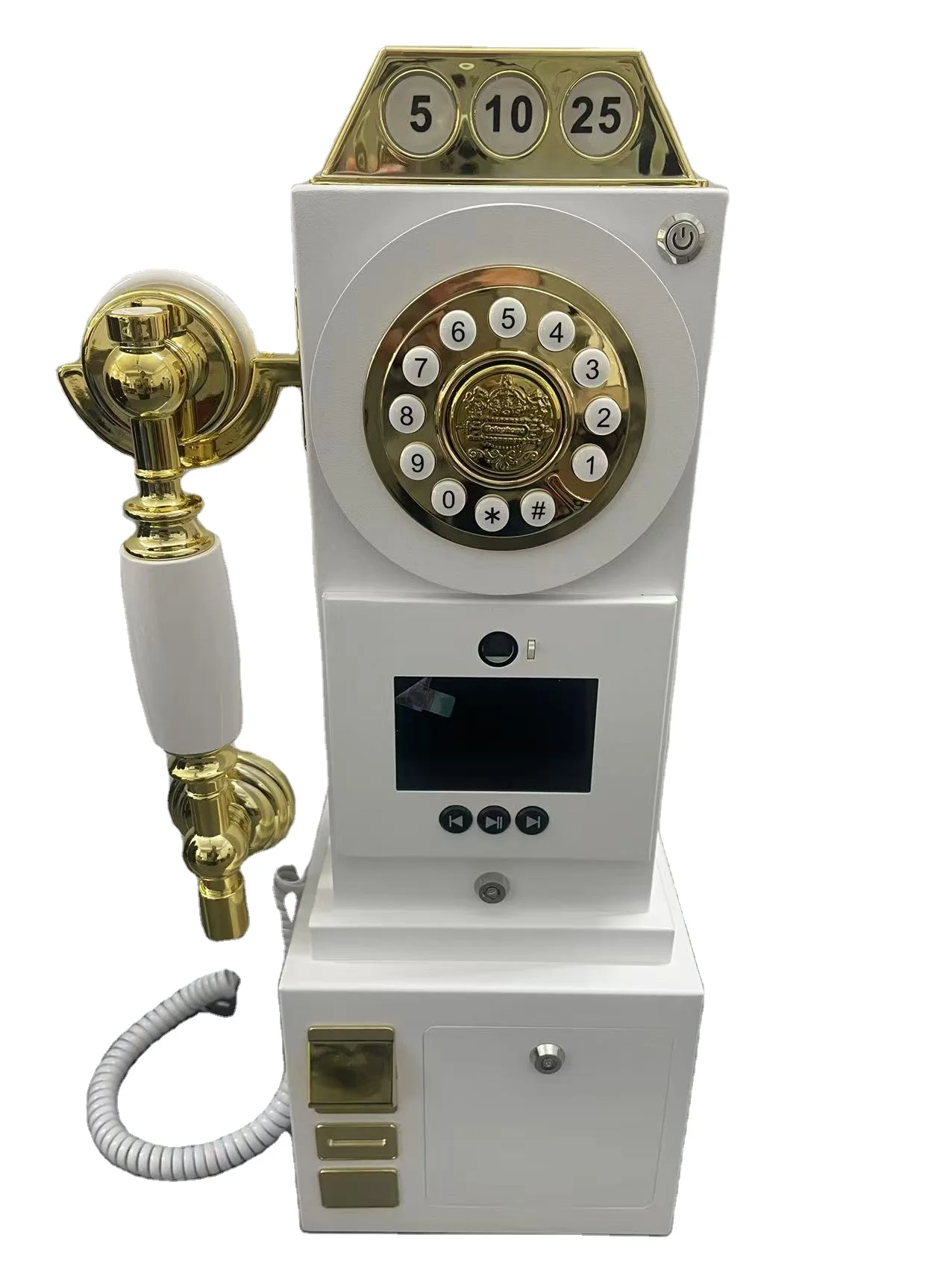 Video and audio guestbook, wedding phone number, antique coin design, recording wedding message