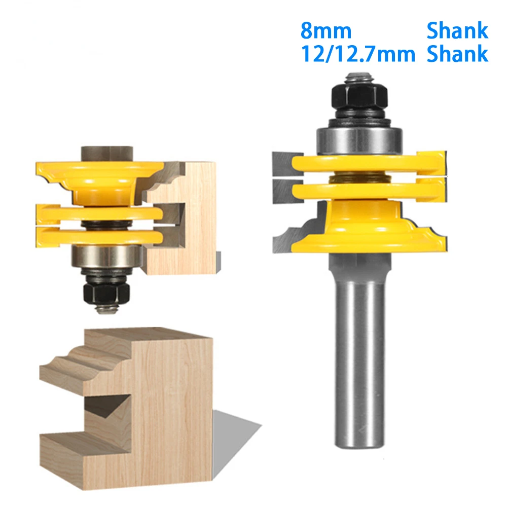 

1Pc 8mm 12mm 1/2" Shank Glass Door Rail & Stile Reversible Router Bit Woodworking Milling Cutting for Wood Tool Bits LT049