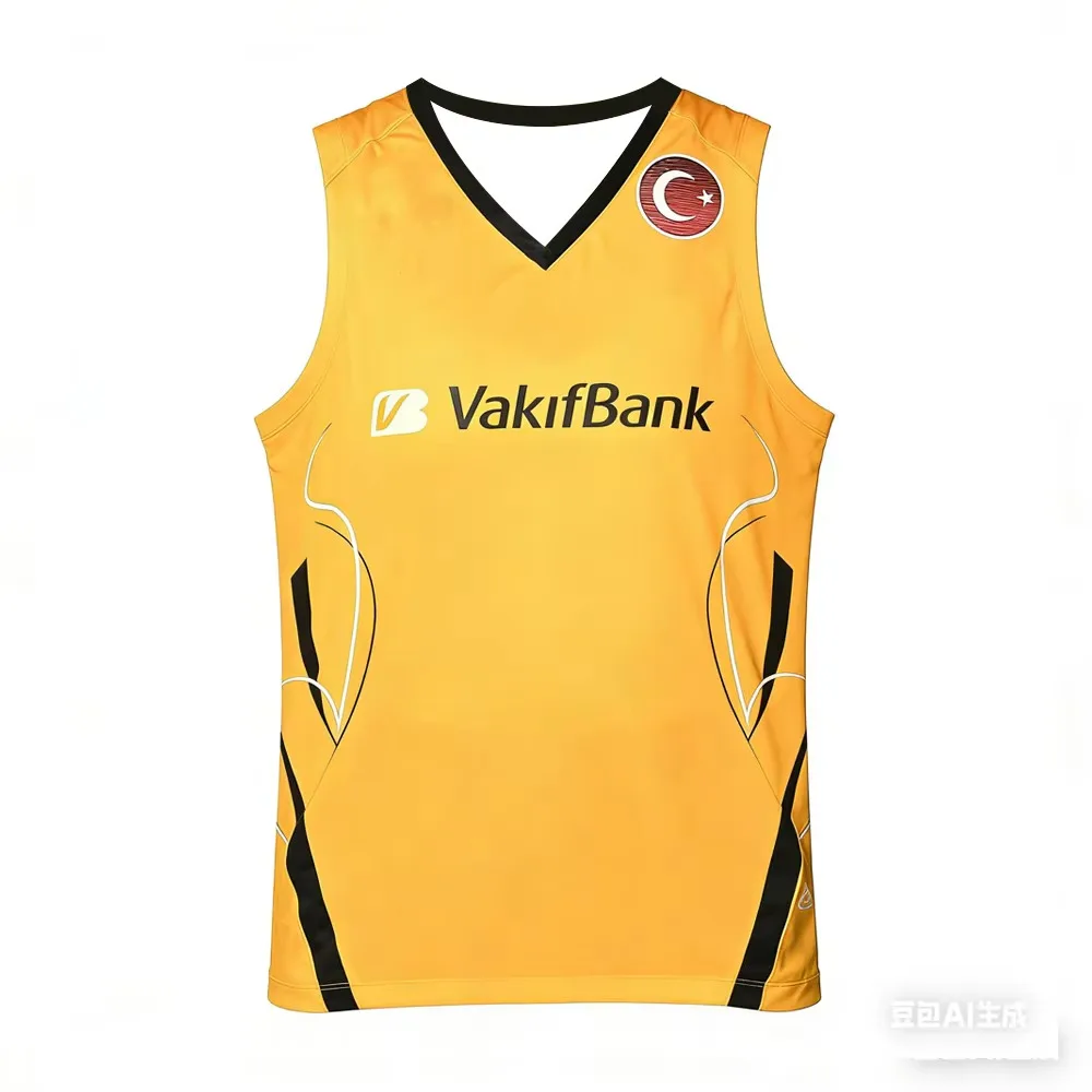 VakıfBank Volleyball Sportwear 2026 Damen Schnelltrocknende Atmungsaktive Sportweste Türkei Volleyball Trainings-Tanktop für Mädchen und Kinder – Detail 4